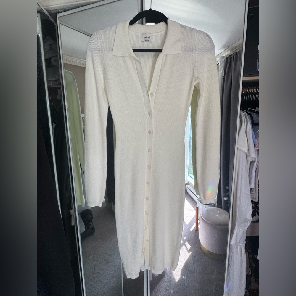 Aritzia Wilfred White Cove Button-Up Dress - Size Small
